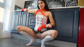 Angel Kriss is a brunette with a big libido VR porn video from Baberotica VR