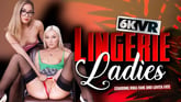 Ladies for a lingerie party VR porn video from StockingsVR