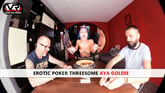 Erotic Poker Threesome Aya Goldie VR porn video from European Models VR