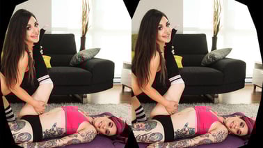 Two Tattooed Babes Turn Workout into a Wild Threesome VR porn video from Burning Angel VR studio