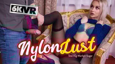 Nylon hottie is ready to make you forget your name VR porn video from StockingsVR studio