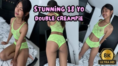 Stunning 18yo Double Creampie VR porn video from AsianSexVR studio