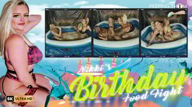 Birthday Food Fight With A Live Audience VR porn video from Peeping Thom studio