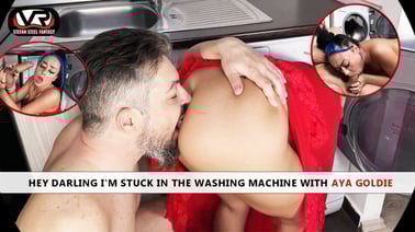 Hey Darling I’m Stuck In The Washing Machine With Aya Goldie VR porn video from European Models VR studio