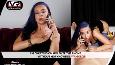 I'm cheating on him over the phone without him knowing VR porn video from European Models VR studio